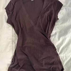 Jacob Deep Brown V-Neck Wrap shirt